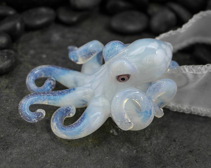 The Tiny Secret White Kraken Collectible Wearable  Boro Glass Octopus Necklace / Sculpture - Made to Order