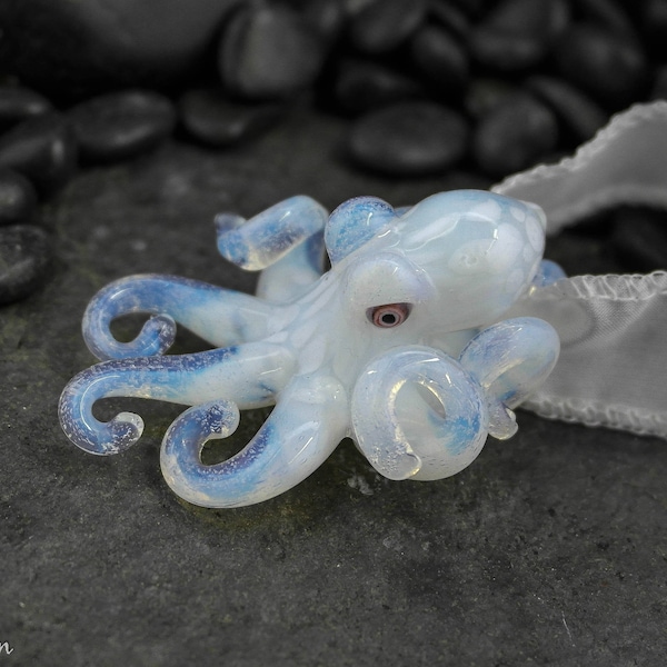 The Tiny Secret White Kraken Collectible Wearable  Boro Glass Octopus Necklace / Sculpture - Made to Order