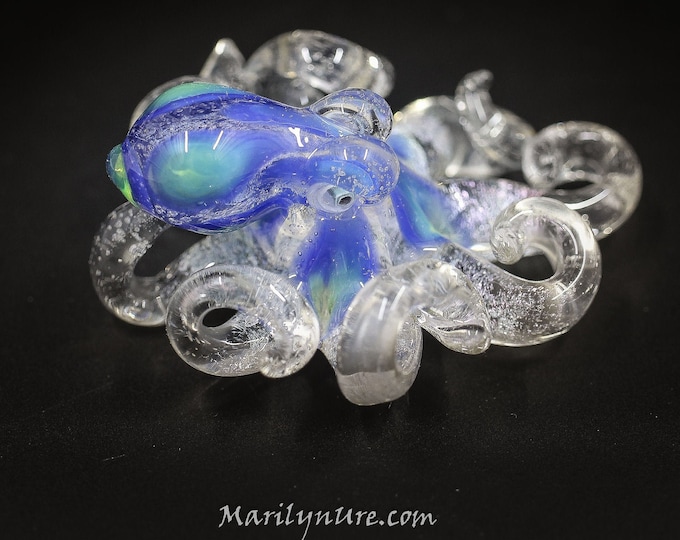 The Atomic Kumquat UV Kraken Collectible Wearable Boro Glass Octopus Necklace / Sculpture