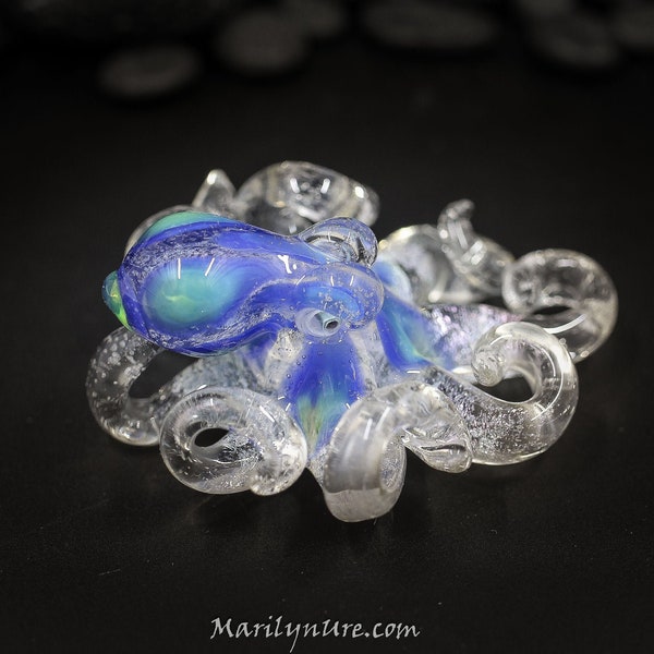 The Atomic Kumquat UV Kraken Collectible Wearable Boro Glass Octopus Necklace / Sculpture