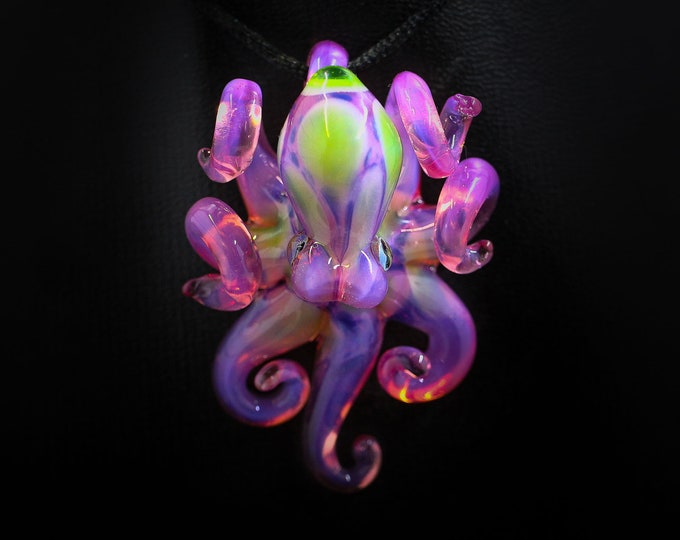 The Telemagenta Kracken Collectible Wearable  Boro Glass Octopus Necklace / Sculpture