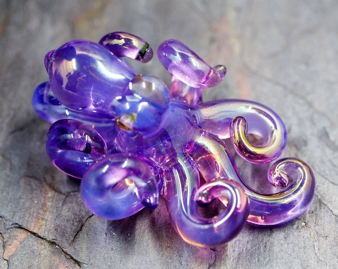 The Little Golden Ether Kraken Collectible Wearable Boro Glass Octopus Necklace / Sculpture - Made to Order