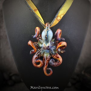 Azheri's Magic Kraken Collectible Wearable Boro Glass Octopus Necklace / Sculpture - Made to Order