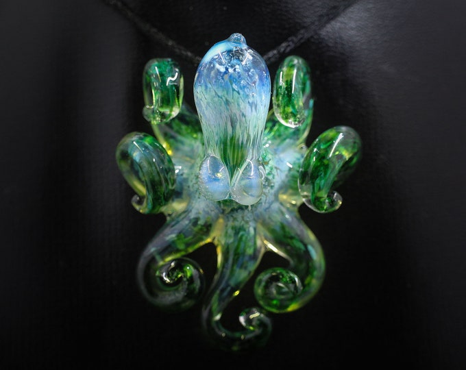 The Opaline Green Kraken Collectible Wearable  Boro Glass Octopus Necklace / Sculpture Made to Order