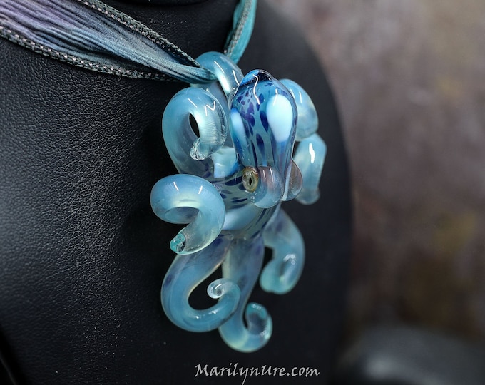 The Lime Opal Kraken Collectible Wearable Boro Glass Octopus Necklace / Sculpture  Made to Order