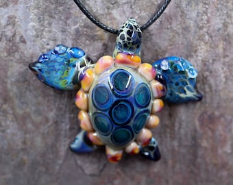 Honu Boro Glass Sea Turtle Necklace - Made to Order