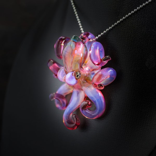 The Blood Moon Kraken Collectible Wearable  Boro Glass Octopus Necklace / Sculpture Made to Order