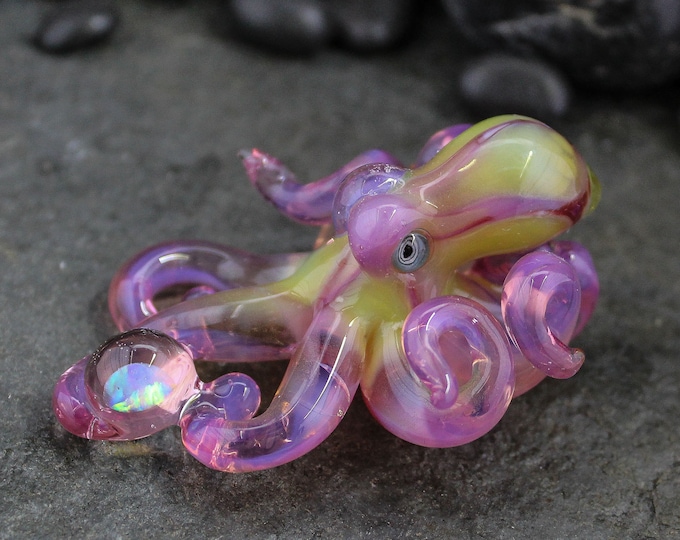 The Desert Sunset CFL Color Changing Opal Catcher Kraken Collectible Wearable Boro Glass Octopus Necklace / Sculpture Made to Order