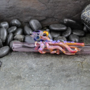 The Purple Honey Boro Glass Octopus Forever Straw - Made to Order-works with 30 oz Stanley Quencher Cups