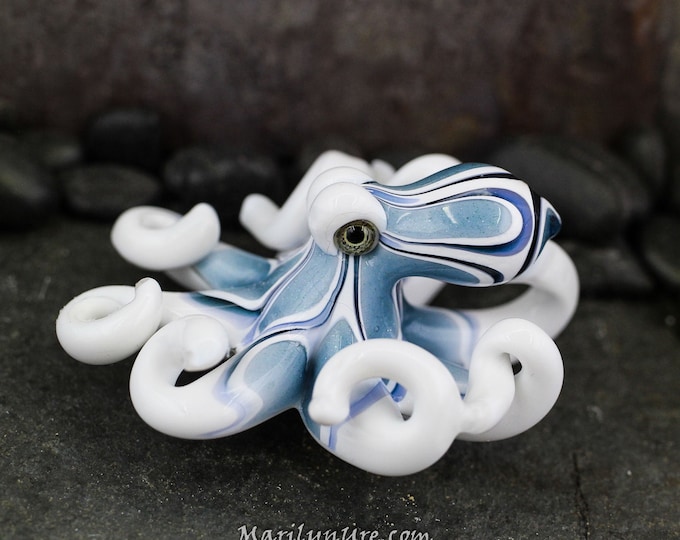 The Cloudy Skies Kraken Collectible Wearable Boro Glass Octopus Necklace / Sculpture -  Made to Order