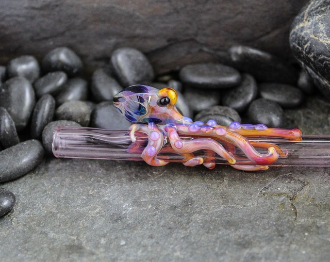 The Purple Honey Boro Glass Octopus Forever Straw - Made to Order-works with 30 oz Stanley Quencher Cups