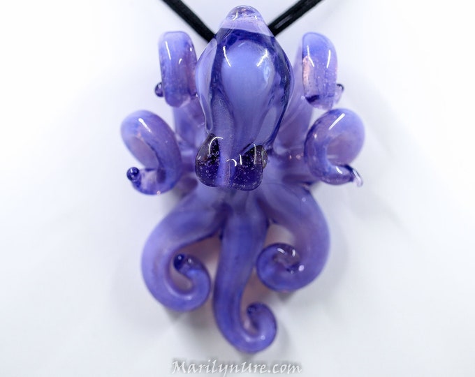 The Purple Meanie Kraken Collectible Wearable  Boro Glass Octopus Necklace / Sculpture - Made to Order