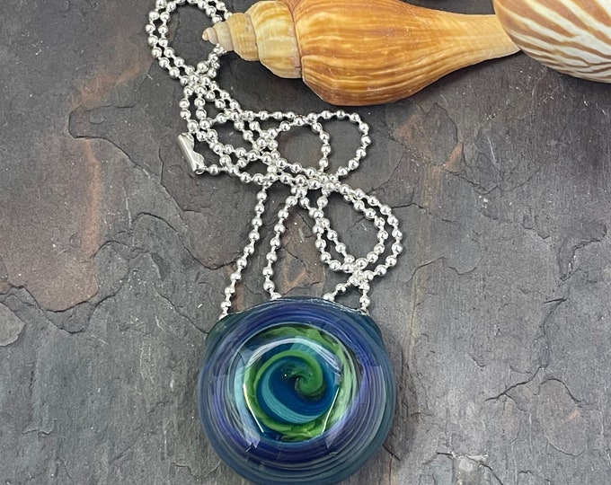 The Blue Spiral Jetty Hollow Bubble Pendant
