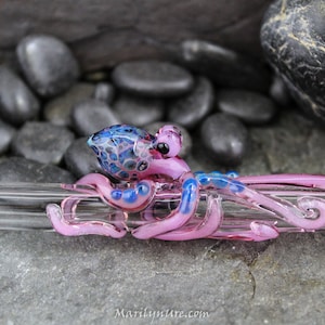 The Luscious Pink Boro Glass Octopus Forever Straw - Made to Order - works with 30 & 40 oz Stanley cups