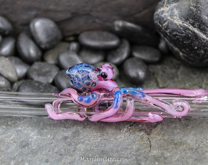 The Luscious Pink Boro Glass Octopus Forever Straw - Made to Order - works with 30 & 40 oz Stanley cups