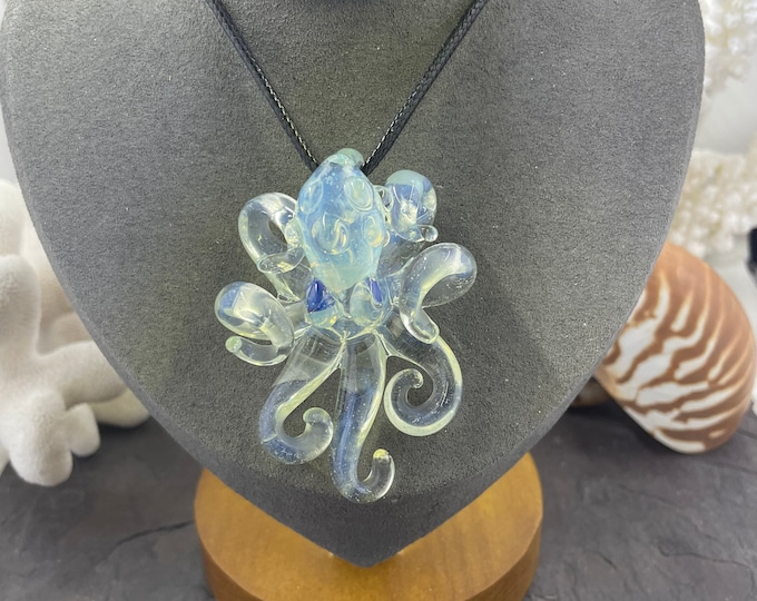 Glopal UV Kraken Collectible Wearable  Boro Glass Octopus Necklace / Sculpture Made to Order