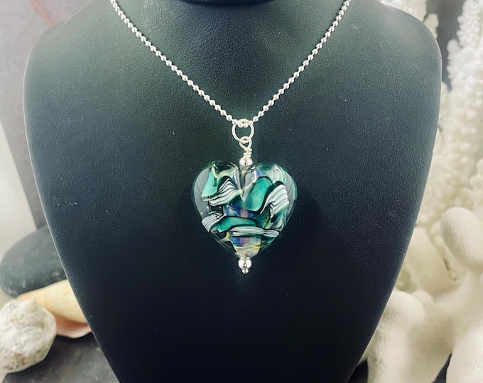 Handmade Italian Glass Aqua Swirl Pendant