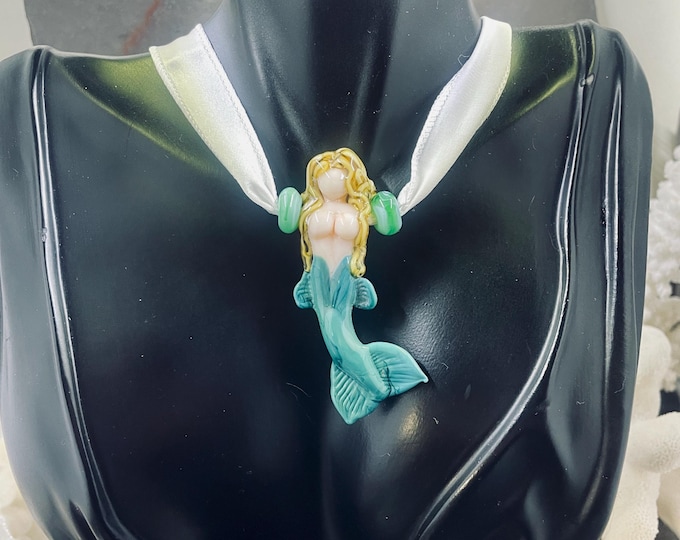 Handmade Italian Aqua Glass Mermaid Necklace