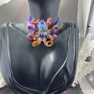 The Purple Showoff Kraken Collectible Wearable  Boro Glass Octopus Necklace / Sculpture - Made to order