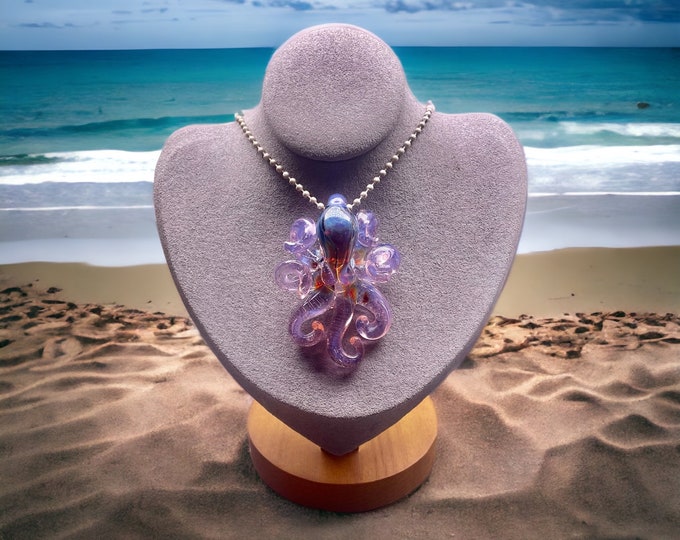 The Rainbow Kraken Collectible Wearable Boro Glass Octopus Necklace / Sculpture  Made to Order