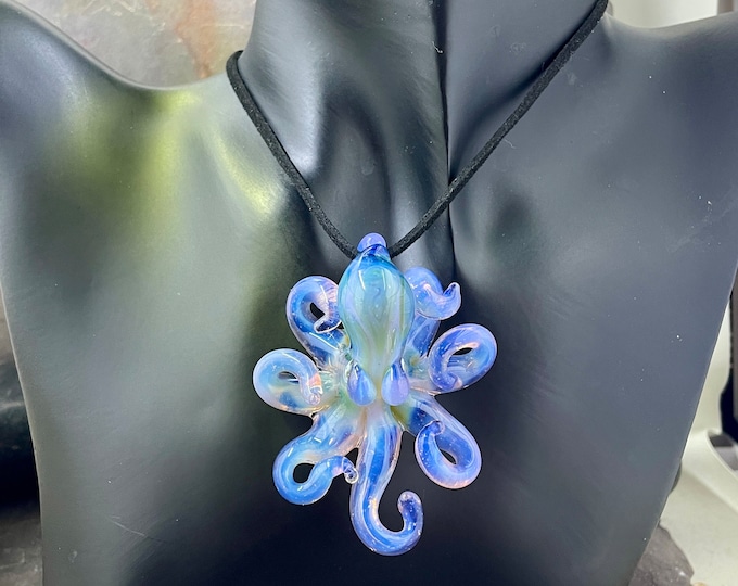 The Opal Rainbow Kraken Collectible Wearable Boro Glass Octopus Necklace / Sculpture  Made to Order