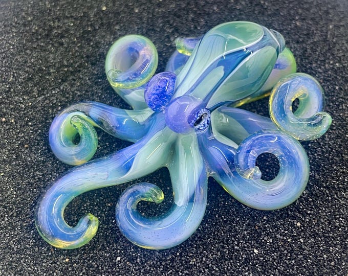 The Lunar Slyme Kraken Collectible Wearable Boro Glass Octopus Necklace / Sculpture - OOAK