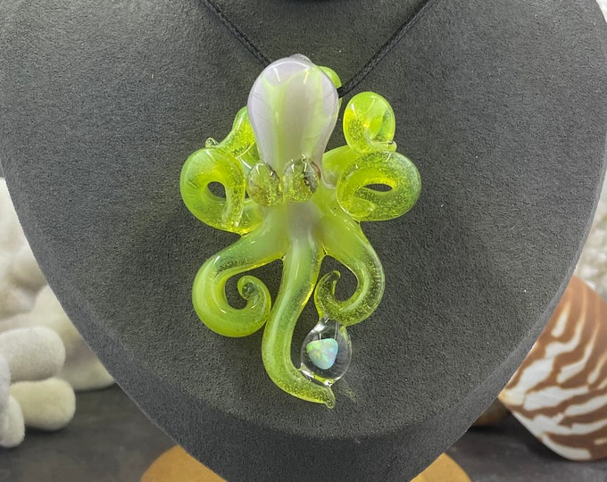 The Desert Sunrise CFL Color Changing Opal Catcher Kraken Collectible Wearable Boro Glass Octopus Necklace / Sculpture  - Made to Order