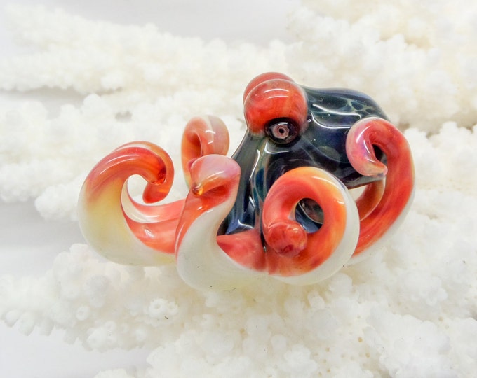 The Blue Citrus Kraken Collectible Wearable  Boro Glass Octopus Necklace / Sculpture Made to Order