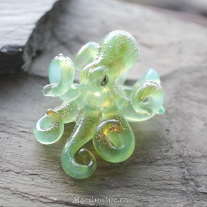 The Silver Stars Lime Opal Kraken Collectible Wearable Boro Glass Octopus Necklace / Sculpture - Made to Order