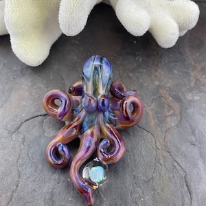 The Little Passion Opal Catcher Kraken Collectible Wearable Boro Glass Octopus Necklace / Sculpture - Made to Order