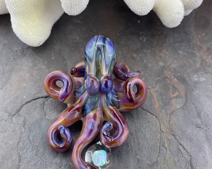 The Little Passion Opal Catcher Kraken Collectible Wearable Boro Glass Octopus Necklace / Sculpture - Made to Order