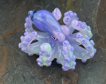The Little Cotton Candy Kraken Collectible Wearable Boro Glass Octopus Necklace / Sculpture - Made to Order