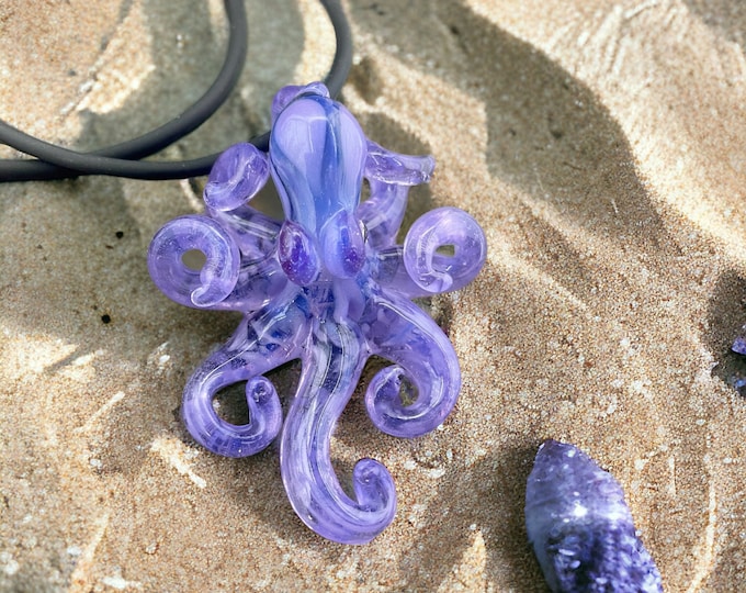 The Neo Purple Kraken Collectible Wearable Boro Glass Octopus Necklace / Sculpture  - Made to Order