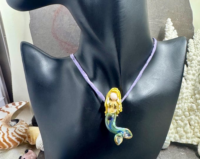Handmade Italian Glass Blue Green Gaia Queen Mermaid
