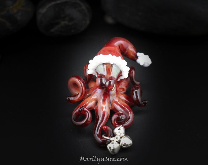 The Custom Santa Kraken Collectible Wearable Boro Glass Octopus Necklace / Sculpture  Made to Order