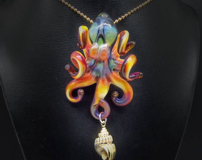 The Shell Catcher Kraken Collectible Wearable Boro Glass Octopus Necklace / Sculpture Made to Order
