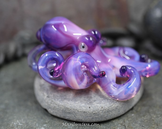 The Moonstone Jelly Kraken Collectible Wearable  Boro Glass Octopus Necklace / Sculpture - Made to order