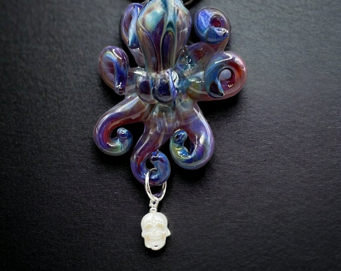 The Dark One….A Kraken Collectible Wearable  Boro Glass Octopus Necklace / Sculpture Made to Order