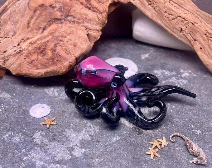 The Elvis Kracken Collectible Wearable  Boro Glass Octopus Necklace / Sculpture One of a Kind