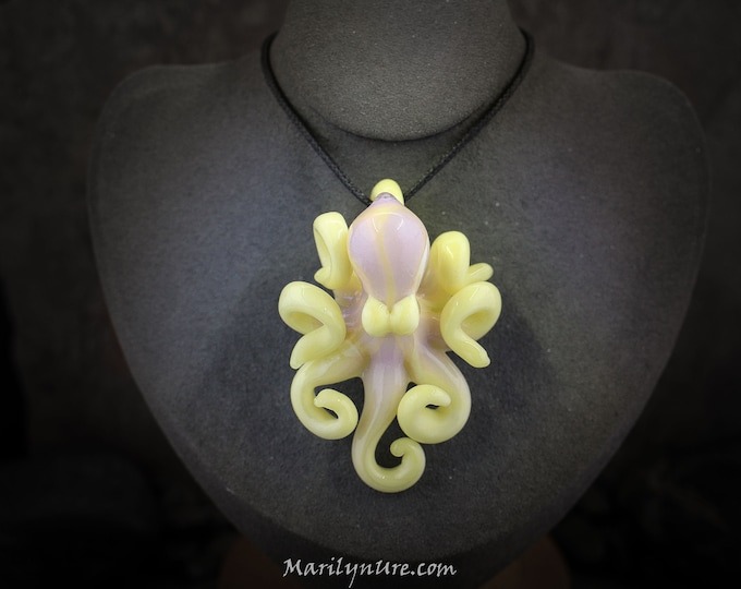 The Yelloshi Magic Kraken Collectible Wearable  Boro Glass Octopus Necklace / Sculpture Made to Order