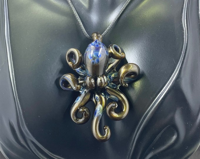 The Bronze Leopard Kraken Collectible Wearable  Boro Glass Octopus Necklace / Sculpture Made to Order