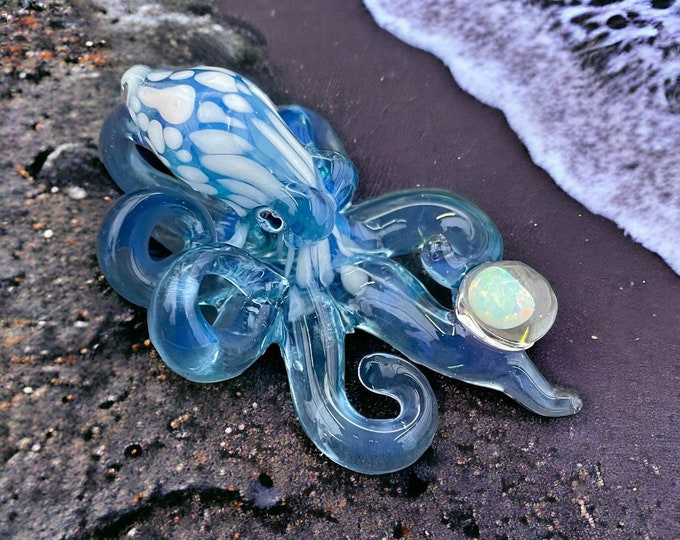 The Mariner Opal Catcher Kraken Collectible Wearable Boro Glass Octopus Necklace / Sculpture Made to Order