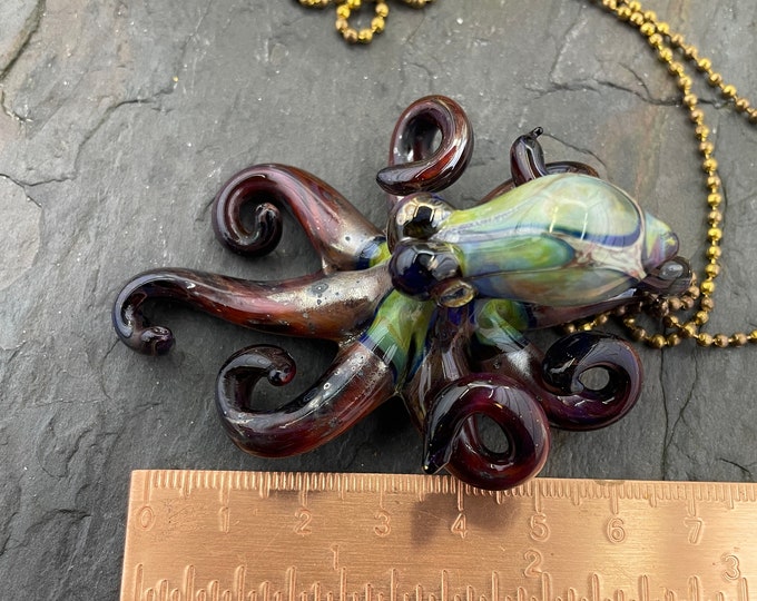 The Bronze Kraken Collectible Wearable  Boro Glass Octopus Necklace / Sculpture Made to Order