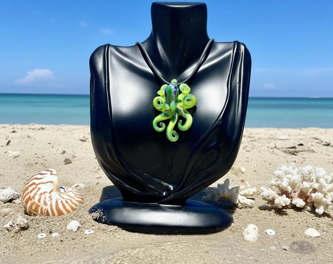 The Lunar Yitai Liquid Chromium Kraken Collectible Wearable Boro Glass Octopus Necklace / Sculpture - OOAK