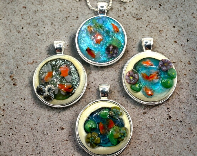 Koi Pond Italian glass pendant, your choice