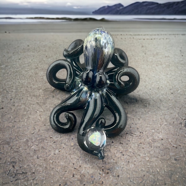 The Black Magic Alien Kraken Collectible Wearable Boro Glass Octopus Necklace / Sculpture  Made to Order