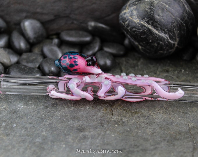 The Just Pink Boro Glass Octopus Forever Straw - Made to Order-works with 30 & 40 oz Stanley cups