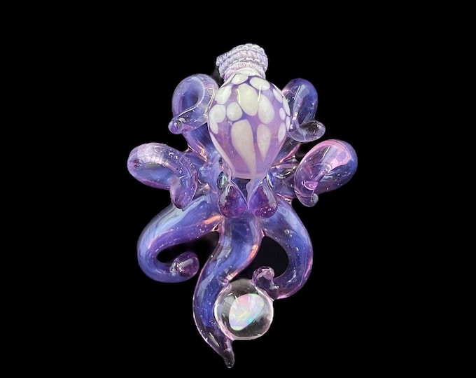 The Purple Moon Opal Katcher Kraken Collectible Wearable  Boro Glass Octopus Necklace / Sculpture -Made to Order