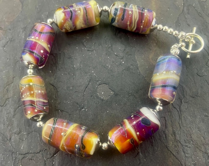 Silver Glass eight inch bracelet