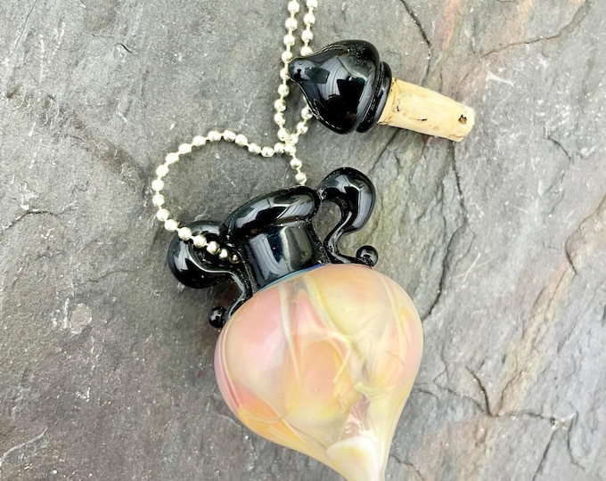 The Pink Petals Italian Glass Handmade Essential Oil Vessel Bead Necklace